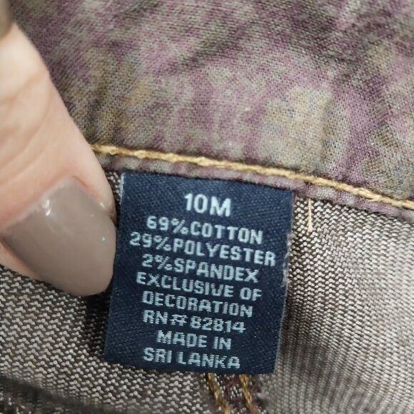 3349 Size 10 AJ Upcycled Corduroy Bell Bottoms In Brown and Green. - Picture 5 of 6